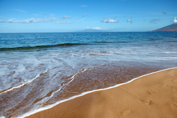 Tropical beach with sea sand on summer vacation.