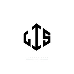 LIS letter logo design with polygon shape. LIS polygon logo monogram. LIS cube logo design. LIS hexagon vector logo template white and black colors. LIS monogram, LIS business and real estate logo. 