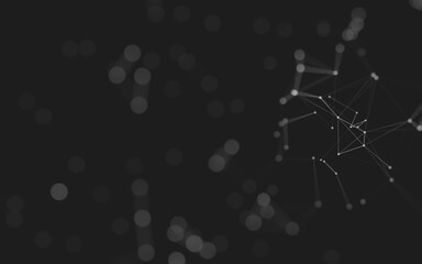 Abstract background. Molecules technology with polygonal shapes, connecting dots and lines. Connection structure. Big data visualization.