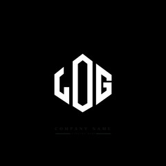 LOG letter logo design with polygon shape. LOG polygon logo monogram. LOG cube logo design. LOG hexagon vector logo template white and black colors. LOG monogram, LOG business and real estate logo. 