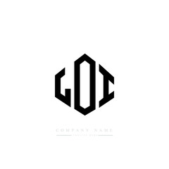 LOI letter logo design with polygon shape. LOI polygon logo monogram. LOI cube logo design. LOI hexagon vector logo template white and black colors. LOI monogram, LOI business and real estate logo. 