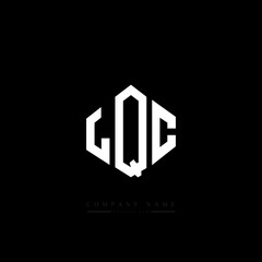 LQC letter logo design with polygon shape. LQC polygon logo monogram. LQC cube logo design. LQC hexagon vector logo template white and black colors. LQC monogram, LQC business and real estate logo. 