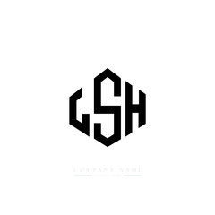 LSH letter logo design with polygon shape. LSH polygon logo monogram. LSH cube logo design. LSH hexagon vector logo template white and black colors. LSH monogram, LSH business and real estate logo. 