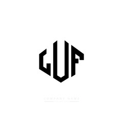 LUF letter logo design with polygon shape. LUF polygon logo monogram. LUF cube logo design. LUF hexagon vector logo template white and black colors. LUF monogram, LUF business and real estate logo. 