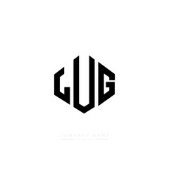 LUG letter logo design with polygon shape. LUG polygon logo monogram. LUG cube logo design. LUG hexagon vector logo template white and black colors. LUG monogram, LUG business and real estate logo. 