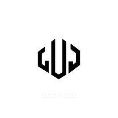 LUJ letter logo design with polygon shape. LUJ polygon logo monogram. LUJ cube logo design. LUJ hexagon vector logo template white and black colors. LUJ monogram, LUJ business and real estate logo. 