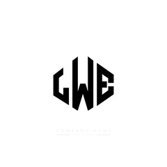 LWE letter logo design with polygon shape. LWE polygon logo monogram. LWE cube logo design. LWE hexagon vector logo template white and black colors. LWE monogram, LWE business and real estate logo. 