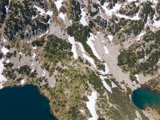 Aerial view of Popovo Lake at Pirin Mountain, Bulgaria