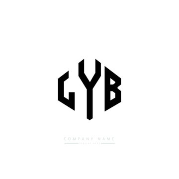 LYB letter logo design with polygon shape. LYB polygon logo monogram. LYB cube logo design. LYB hexagon vector logo template white and black colors. LYB monogram, LYB business and real estate logo. 