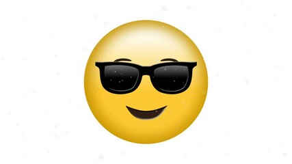 Animation of sunglasses emoji icon on white background - Powered by Adobe