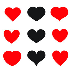 
Two colored nine hearts vector on white background.