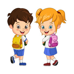 Happy children go to school