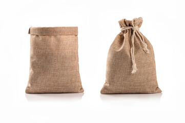 Brown bag (burlap sack) isolated on white