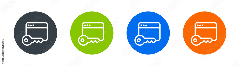 Aufkleber Set of web security icon. Browser login symbol on circle design. Online protection concept