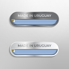 Made in Uruguay Label, Symbol or Logo Luxury Glossy Grey and White 3D Illustration