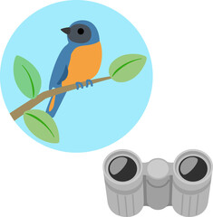 双眼鏡と小鳥のビジョン、バードウォッチング