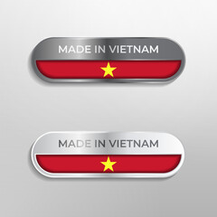 Made in Vietnam Label, Symbol or Logo Luxury Glossy Grey and White 3D Illustration