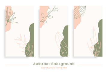 Trendy abstract template with floral elements. Vector illustration for social media post, stories, banner, web or promotion ads.
