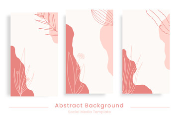 Modern abstract backgrounds with floral illustration. Trendy design for social media post, stories, banner, web or promotion ads.