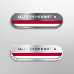 Made in Indonesia Label, Symbol or Logo Luxury Glossy Grey and White 3D Illustration