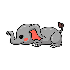 Cute baby elephant cartoon lay down