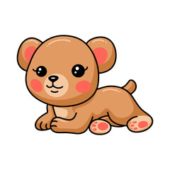 Cute baby brown bear cartoon laying down
