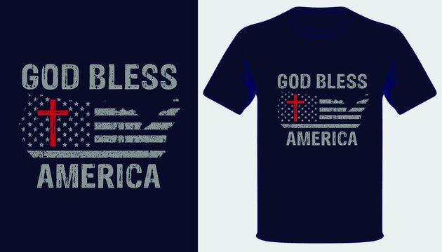 God bless america usa grunge flag christian tshirt design