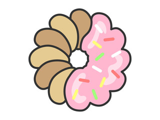 ストロベリーチョコレートのドーナツのイラスト