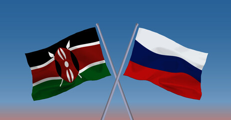 ロシアとケニア共和国の国旗