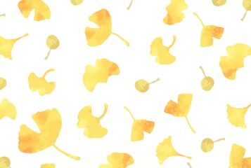 優しい水彩のイチョウの背景イラスト