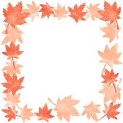 Obraz premium 綺麗な水彩のモミジの正方形フレーム