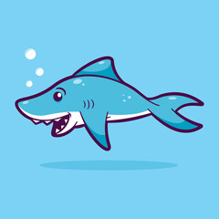 Cute shark cartoon vector illustration. sea animal concept