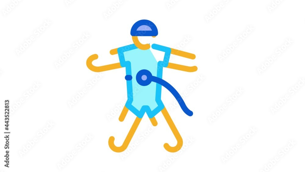 Poster Skydiver with Insurance Icon Animation. color Skydiver with Insurance animated icon on white background