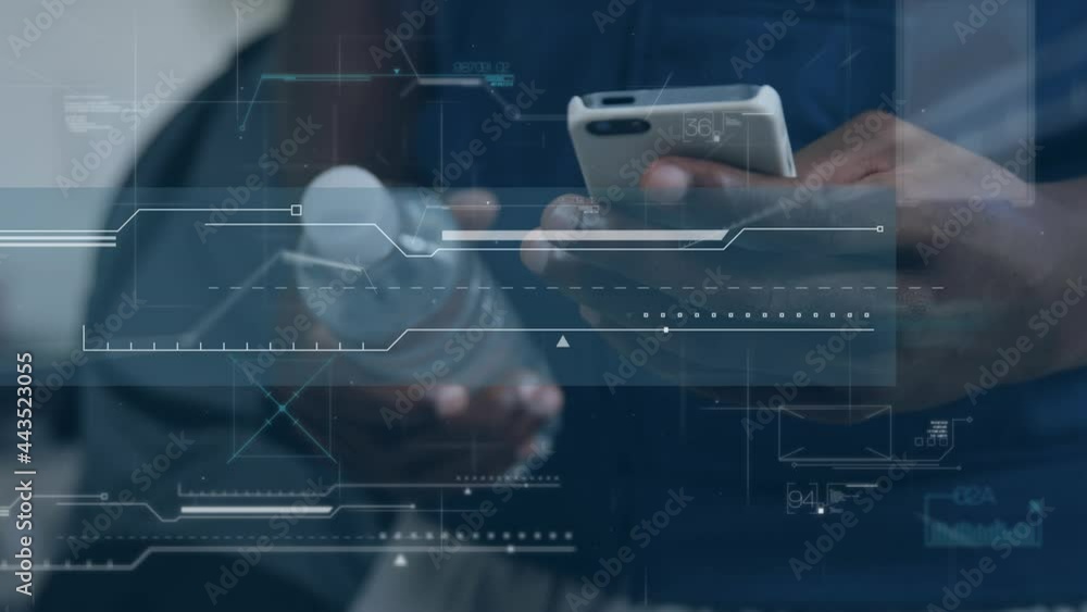 Poster animation of globe over person using smartphone