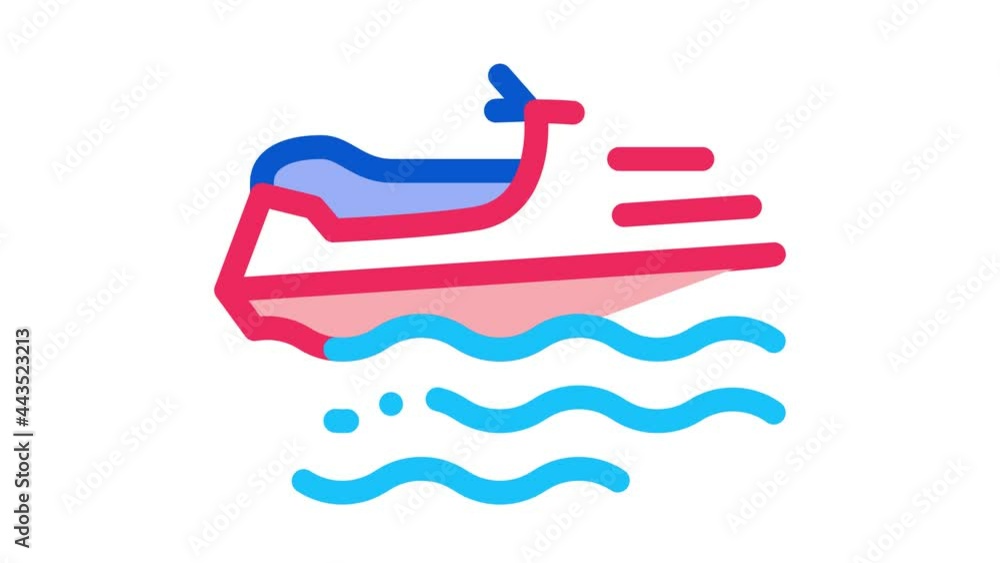 Sticker Powerboat Icon Animation. color Powerboat animated icon on white background