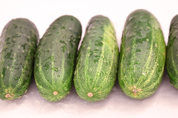Cucumbers on white background