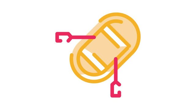 Inflatable Boat with Oars Icon Animation. color Inflatable Boat with Oars animated icon on white background
