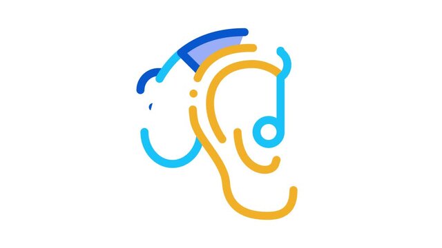 Hearing Aid Icon Animation. color Hearing Aid animated icon on white background