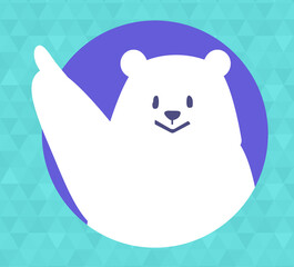 指をさす白くま 涼しく寒そうな氷の背景 アイコン