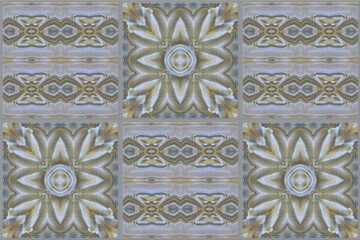 A panel of large tiles with an abstract ornament. Home interior decor (walls, wallpaper, linoleum, textiles).