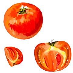Aquarell dicke Farbe, Tomatenillustration