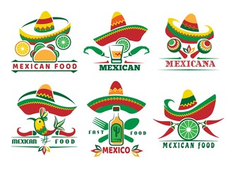 Mexican fast food logo set