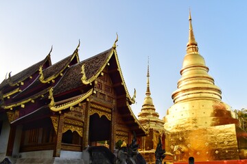 Wat Phra Singh Woramahaviharn is a Buddhist temple located in the western part of the old city centre of Chiang Mai, THAILAND.