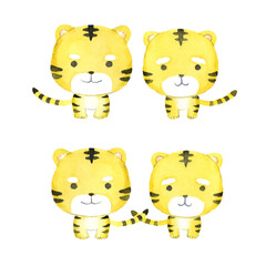 カップルのトラの水彩イラスト