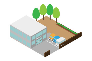 アイソメトリックな学童保育所の建物