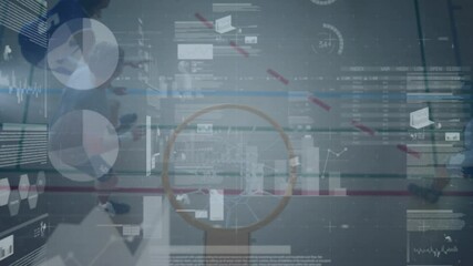 Animation of data processing and statistics over basketball players - Powered by Adobe