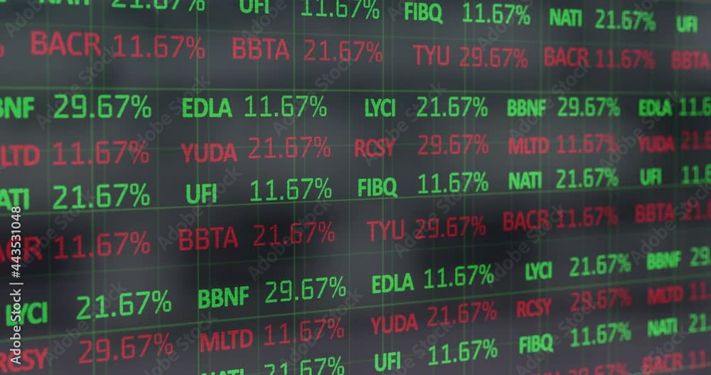 Aufkleber animation of financial data processing over grey background