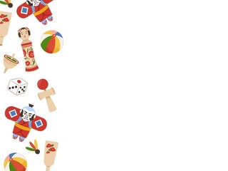 昔のおもちゃの柄　手書きイラスト