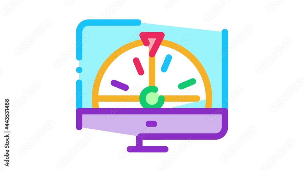 Poster roulette in computer icon animation. color roulette in computeranimated icon on white background
