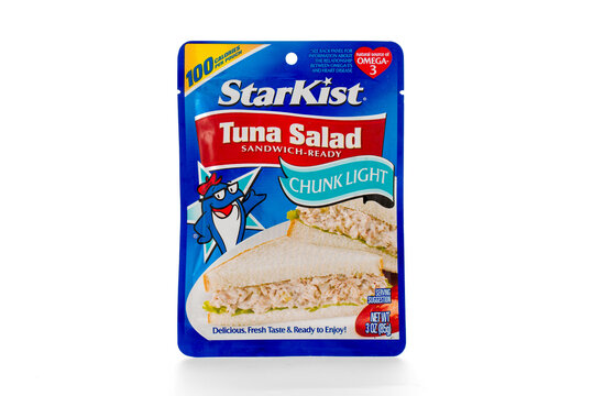 Winneconne, WI - 7 February 2015: Pouch of Chunk Light Tuna Salad made by Starkist.